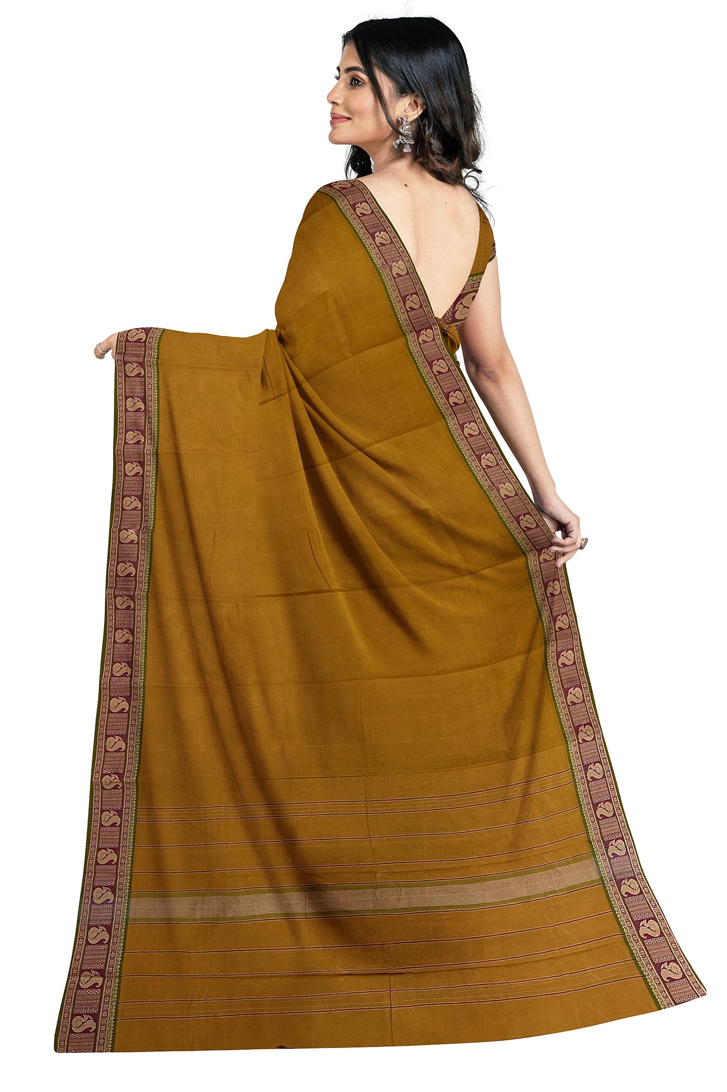 SENSAN Women’s Handloom Kanchi Cotton Saree with Blouse Piece [SKU:745]