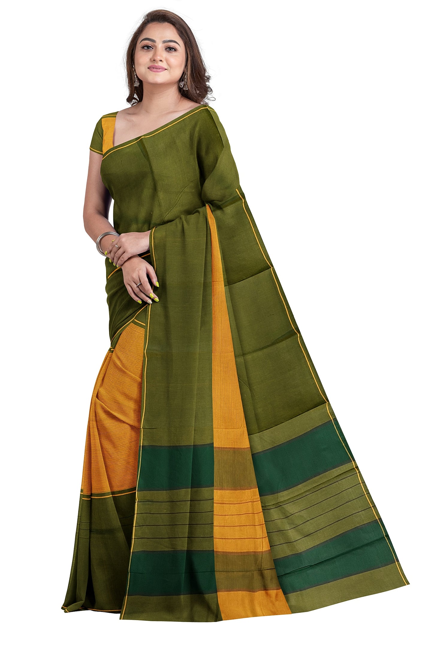 SENSAN Women’s Kanchi Cotton Saree with Blouse Piece [SKU:750]