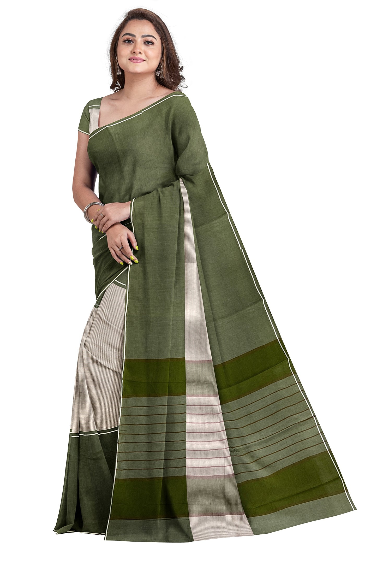SENSAN Women’s Kanchi Cotton Saree with Blouse Piece [SKU:750]