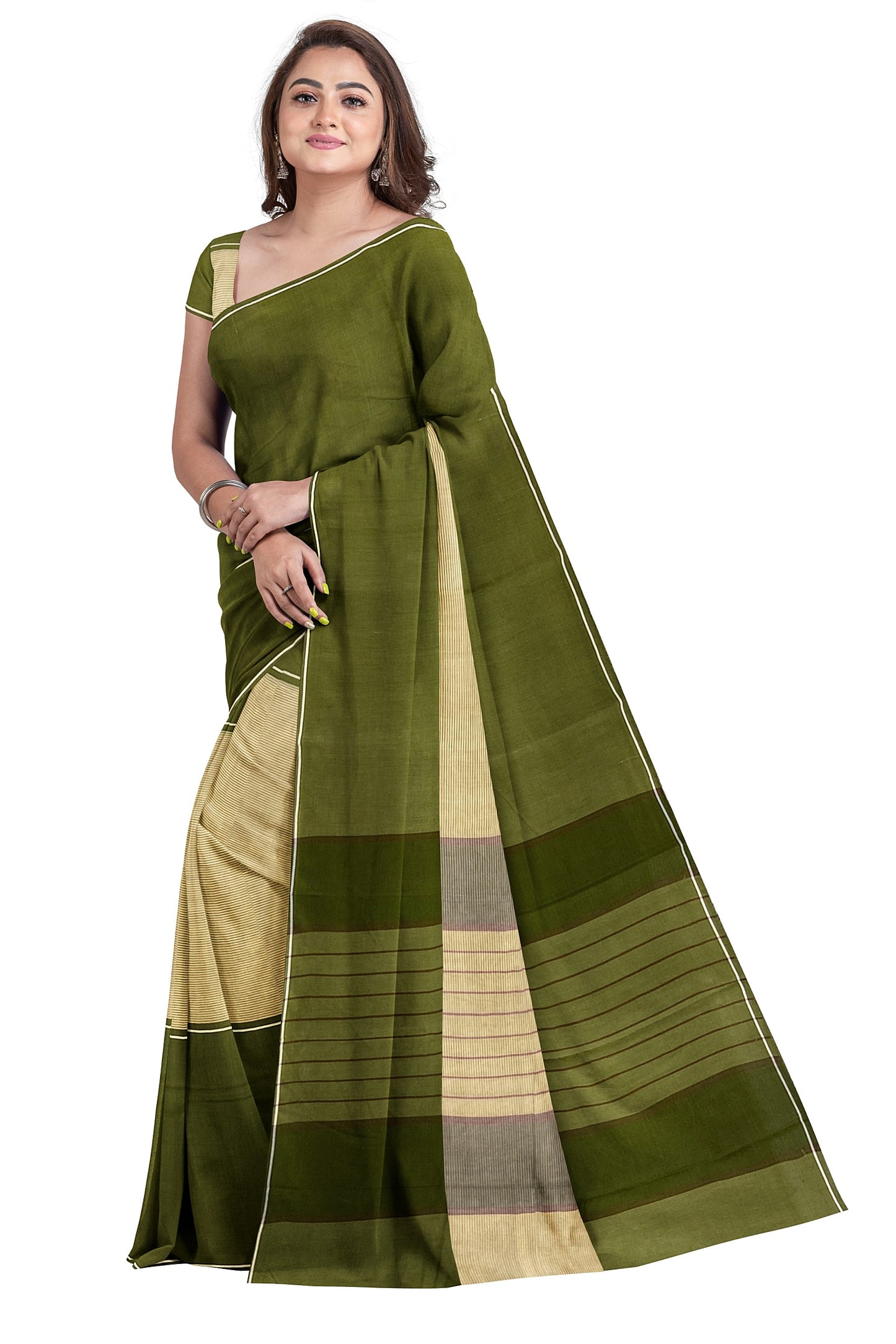 SENSAN Women’s Kanchi Cotton Saree with Blouse Piece [SKU:750]