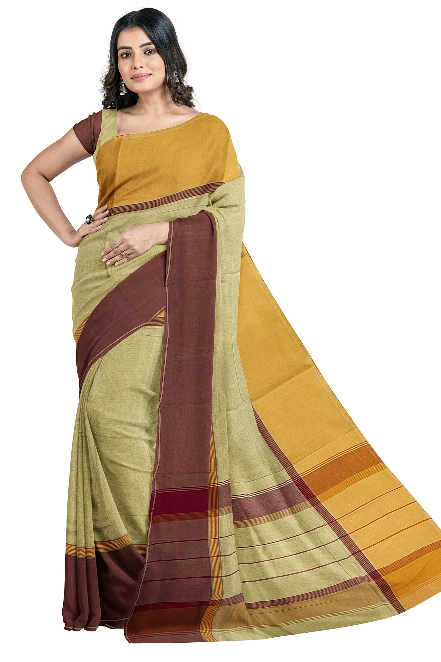 SENSAN Women’s Handloom Kanchi Cotton Saree with Blouse Piece [SKU:751]