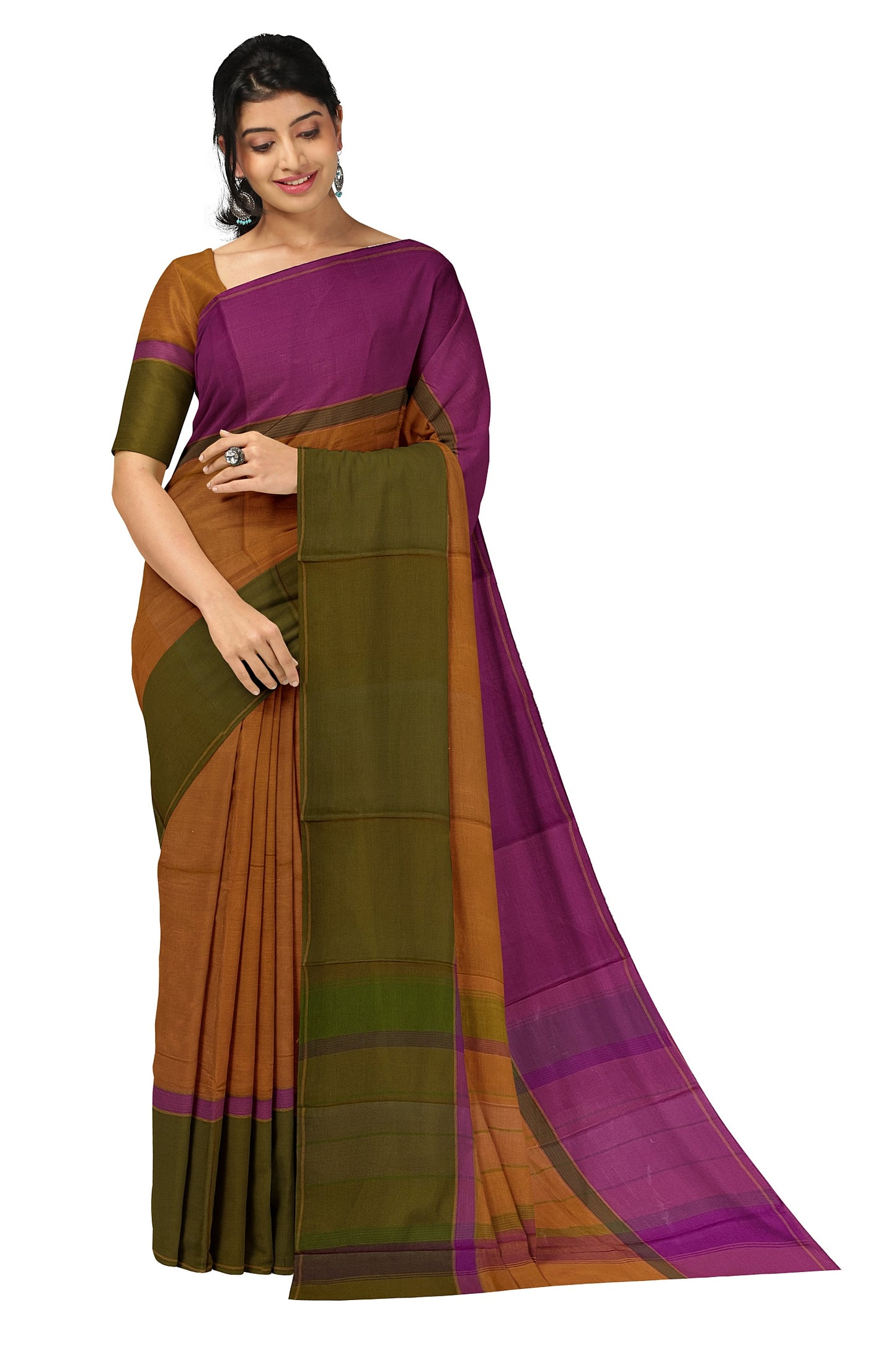 SENSAN Women’s Handloom Kanchi Cotton Saree with Blouse Piece [SKU:751]