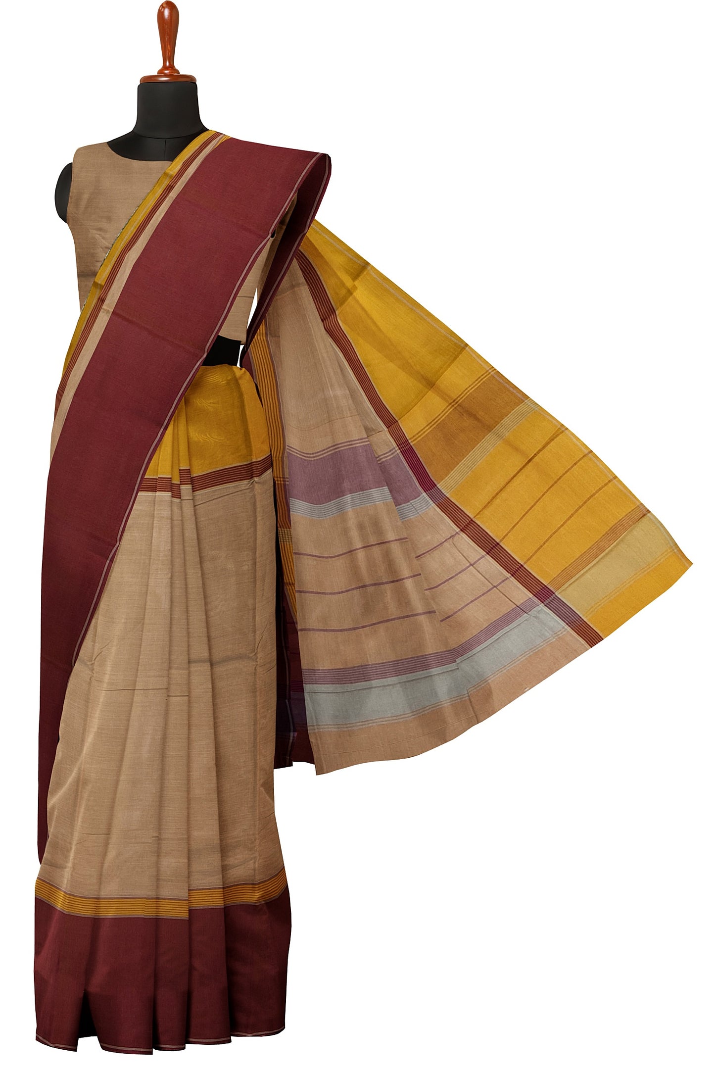 SENSAN Women’s Handloom Kanchi Cotton Saree with Blouse Piece [SKU:751]