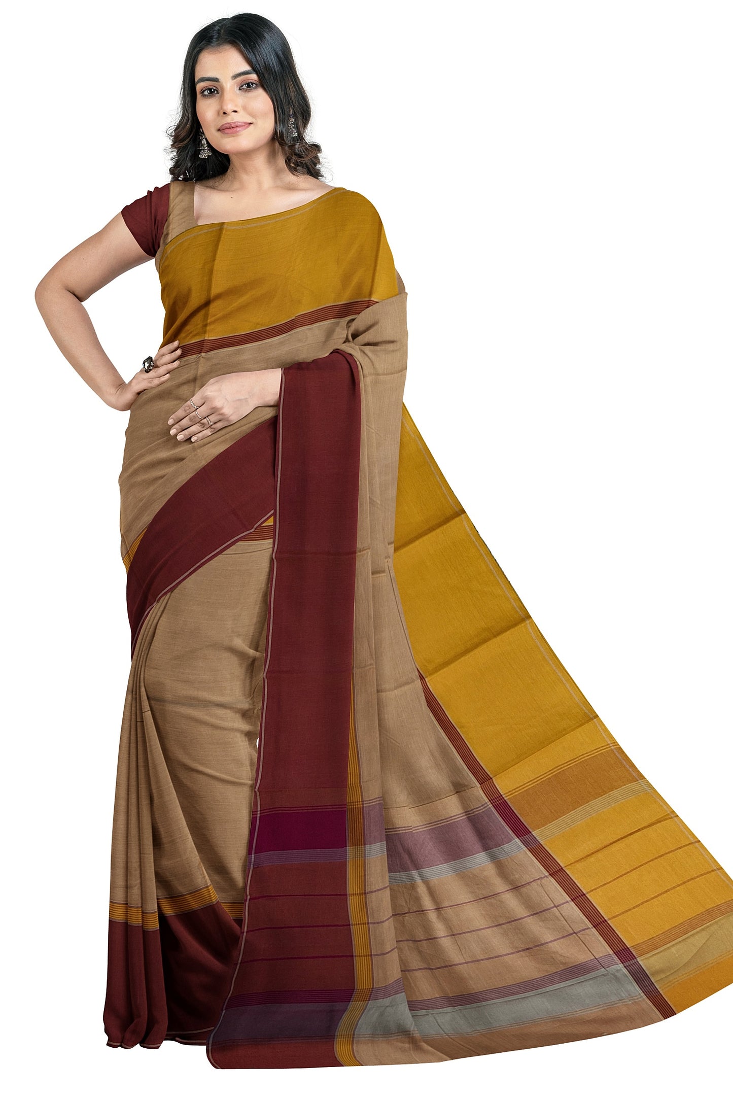 SENSAN Women’s Handloom Kanchi Cotton Saree with Blouse Piece [SKU:751]