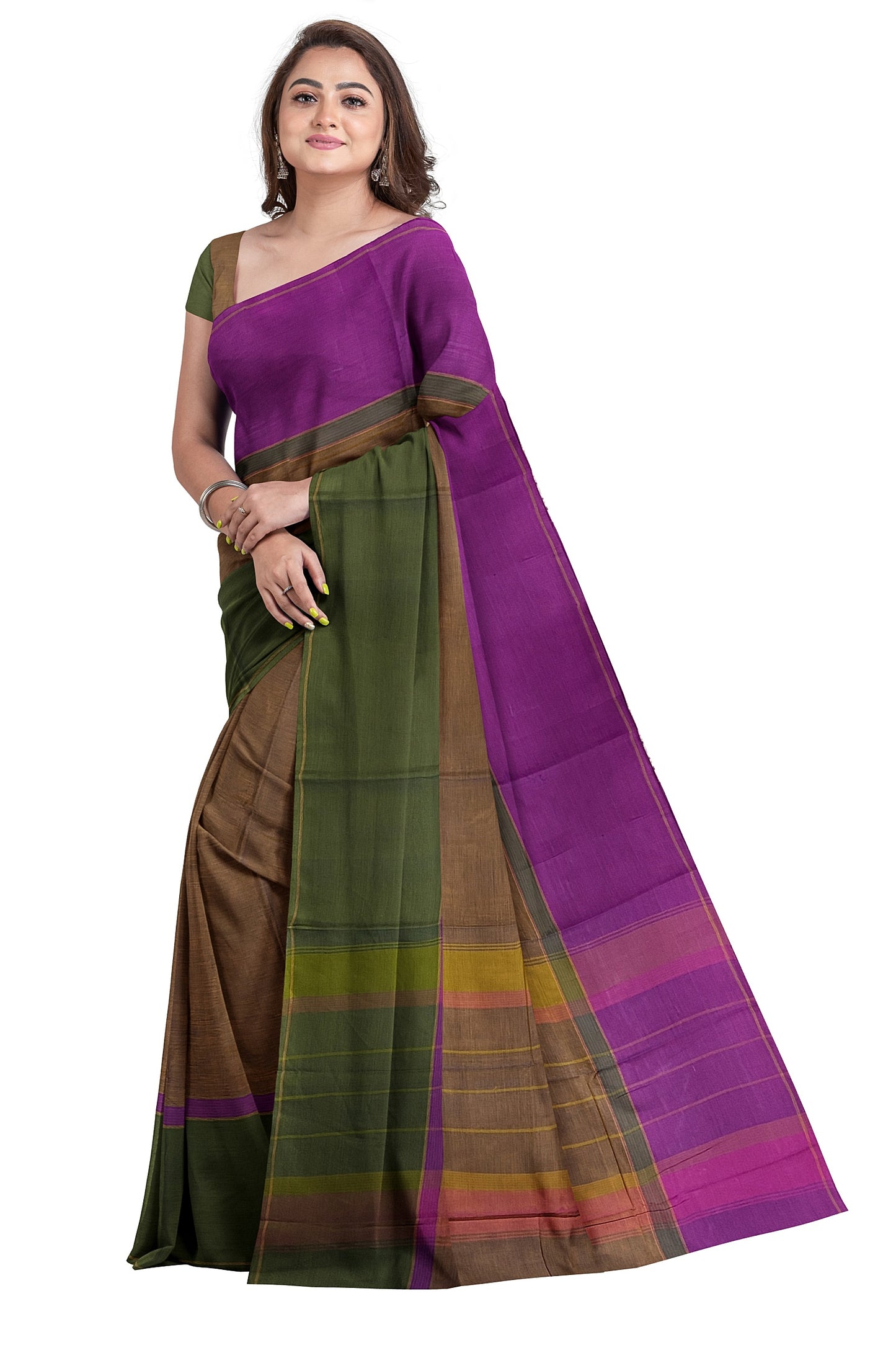 SENSAN Women’s Handloom Kanchi Cotton Saree with Blouse Piece [SKU:751]