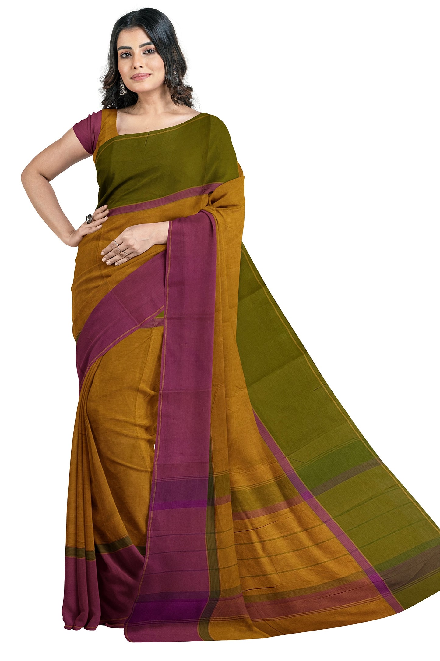 SENSAN Women’s Handloom Kanchi Cotton Saree with Blouse Piece [SKU:751]