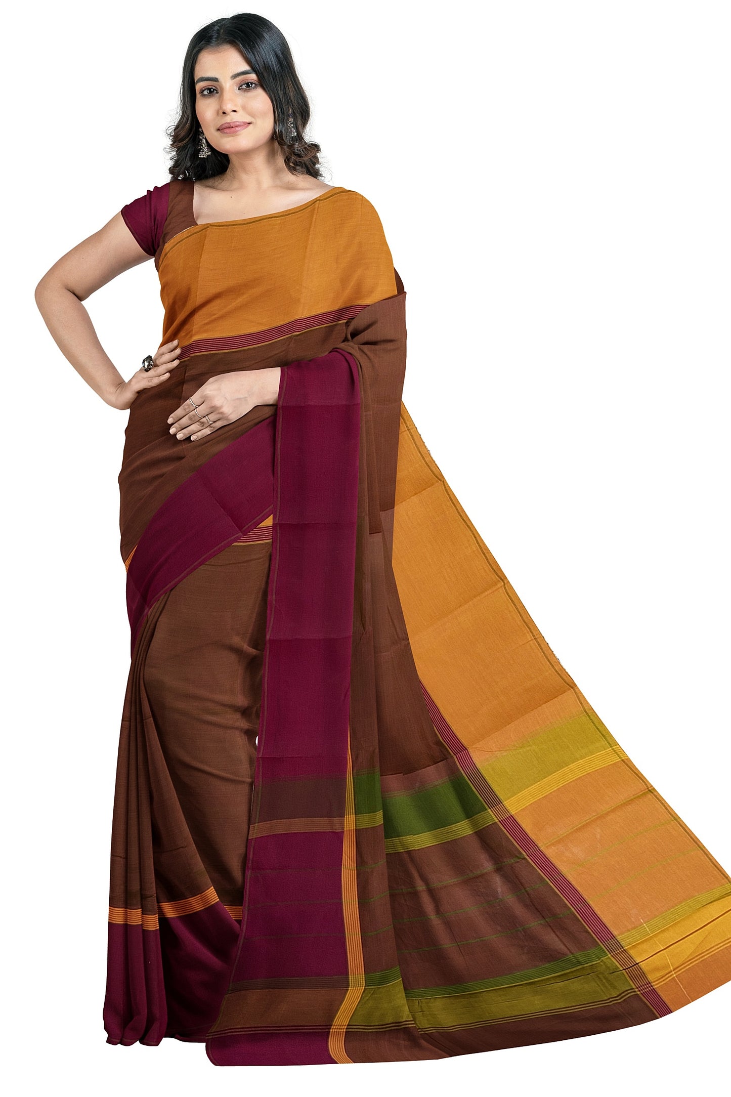 SENSAN Women’s Handloom Kanchi Cotton Saree with Blouse Piece [SKU:751]
