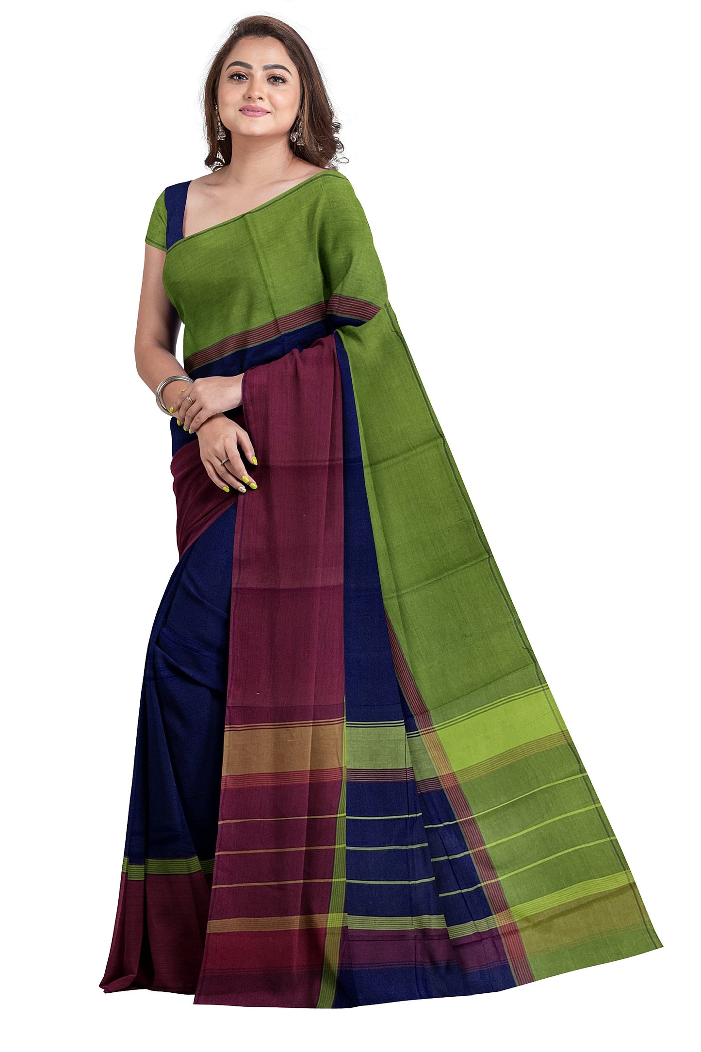 SENSAN Women’s Handloom Kanchi Cotton Saree with Blouse Piece [SKU:751]
