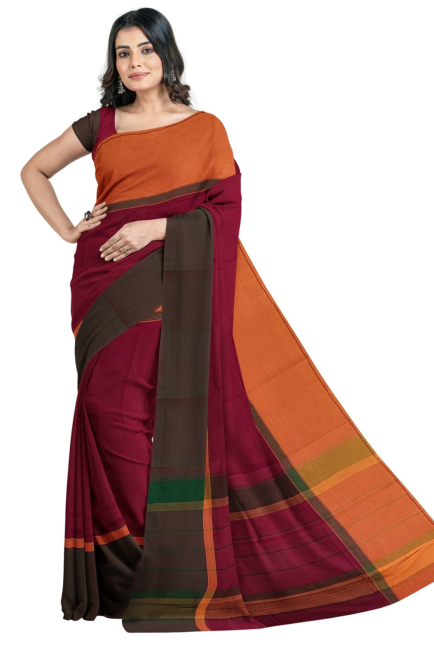 SENSAN Women’s Handloom Kanchi Cotton Saree with Blouse Piece [SKU:751]