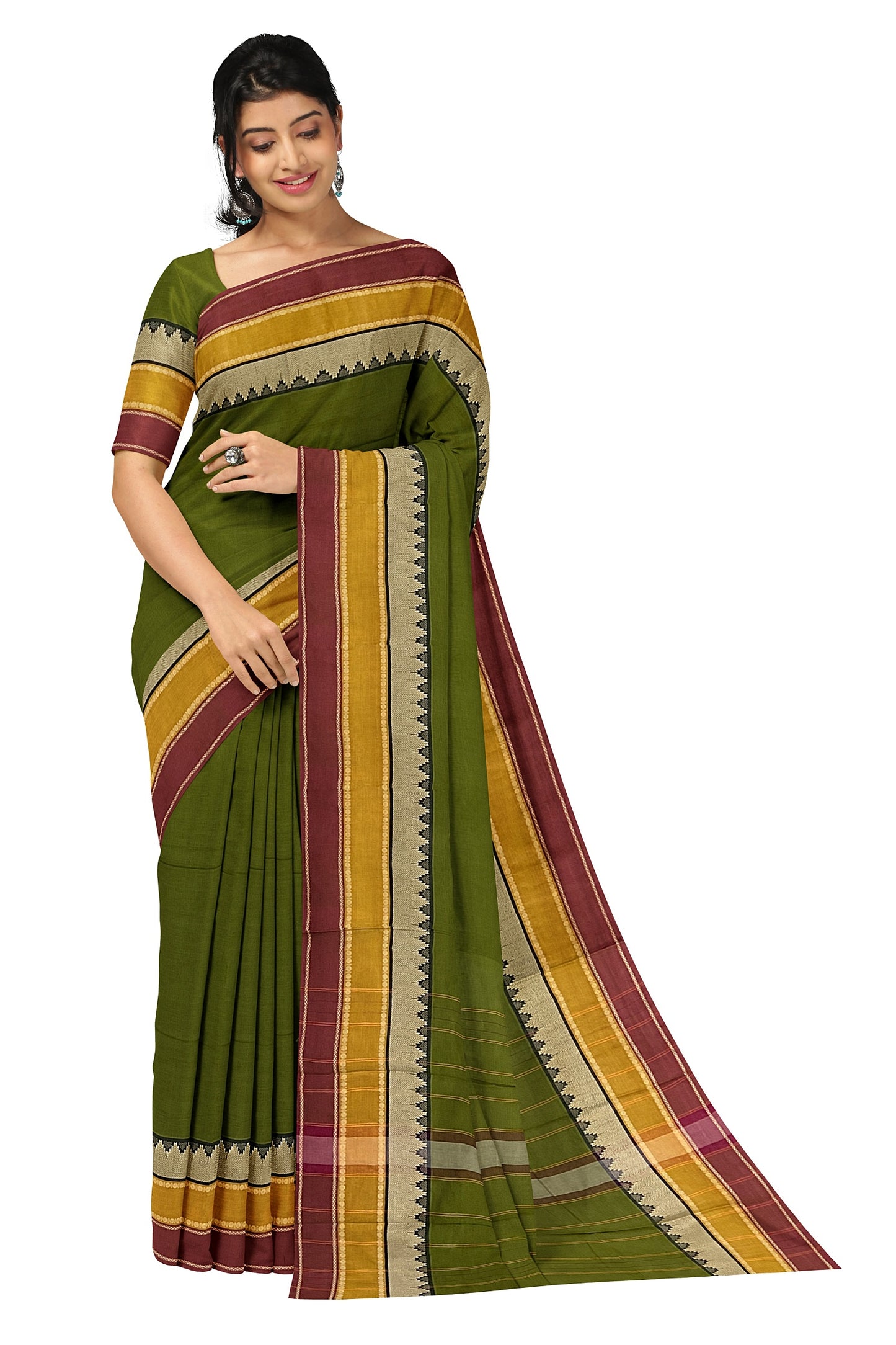 SENSAN Women’s Kanchi Cotton Saree with Blouse Piece [SKU:752]