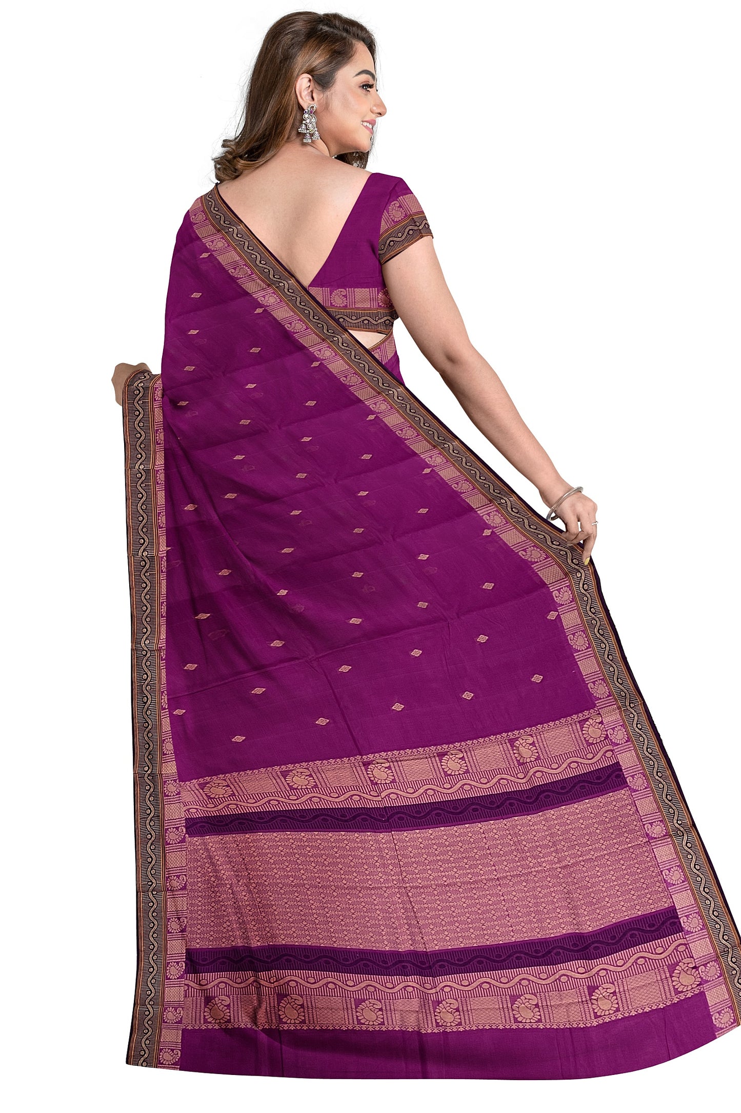 SENSAN Women’s Handloom Kanchi Cotton Saree with Blouse Piece [SKU:755]