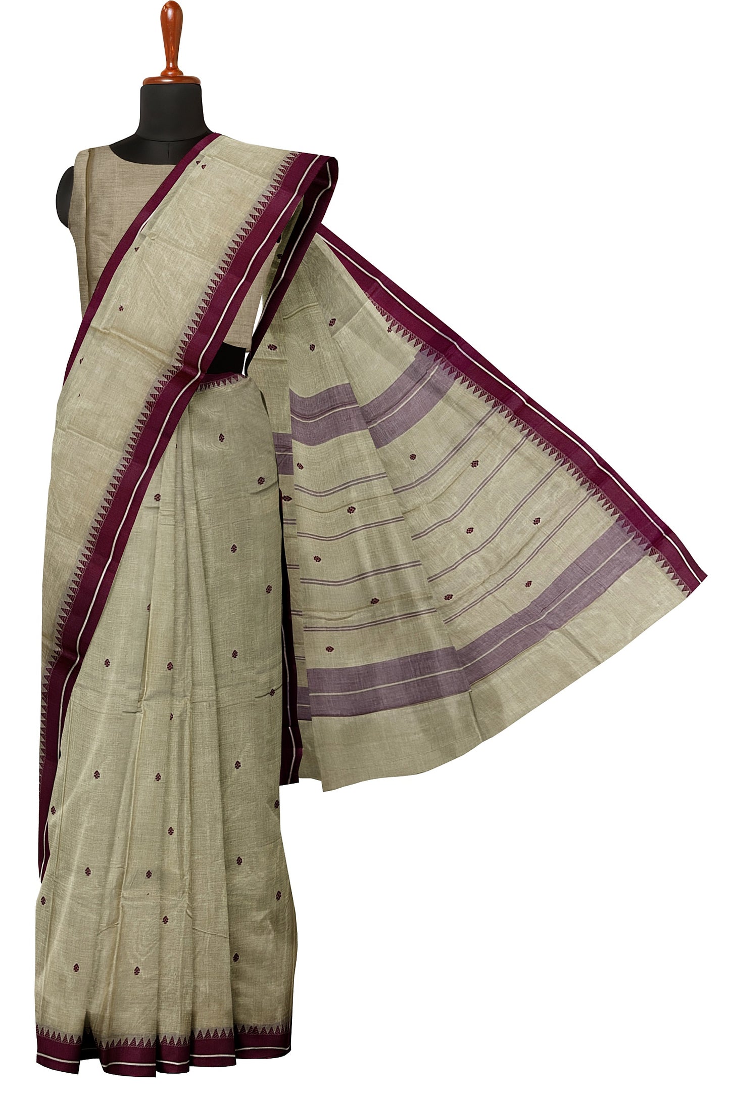 SENSAN Women’s Handloom Kanchi Cotton Saree with Blouse Piece [SKU:764]