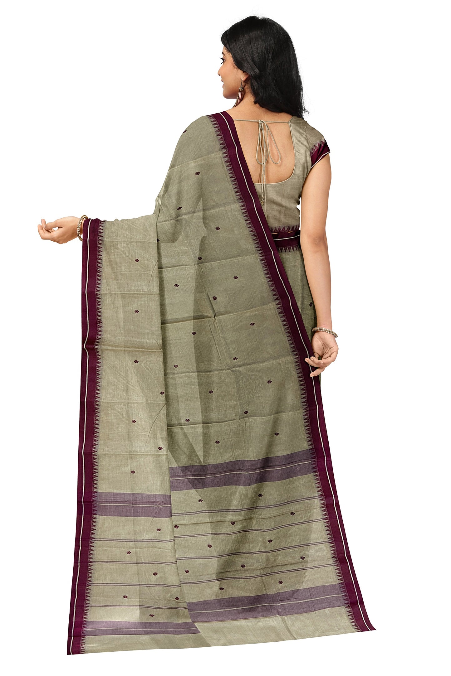 SENSAN Women’s Handloom Kanchi Cotton Saree with Blouse Piece [SKU:764]