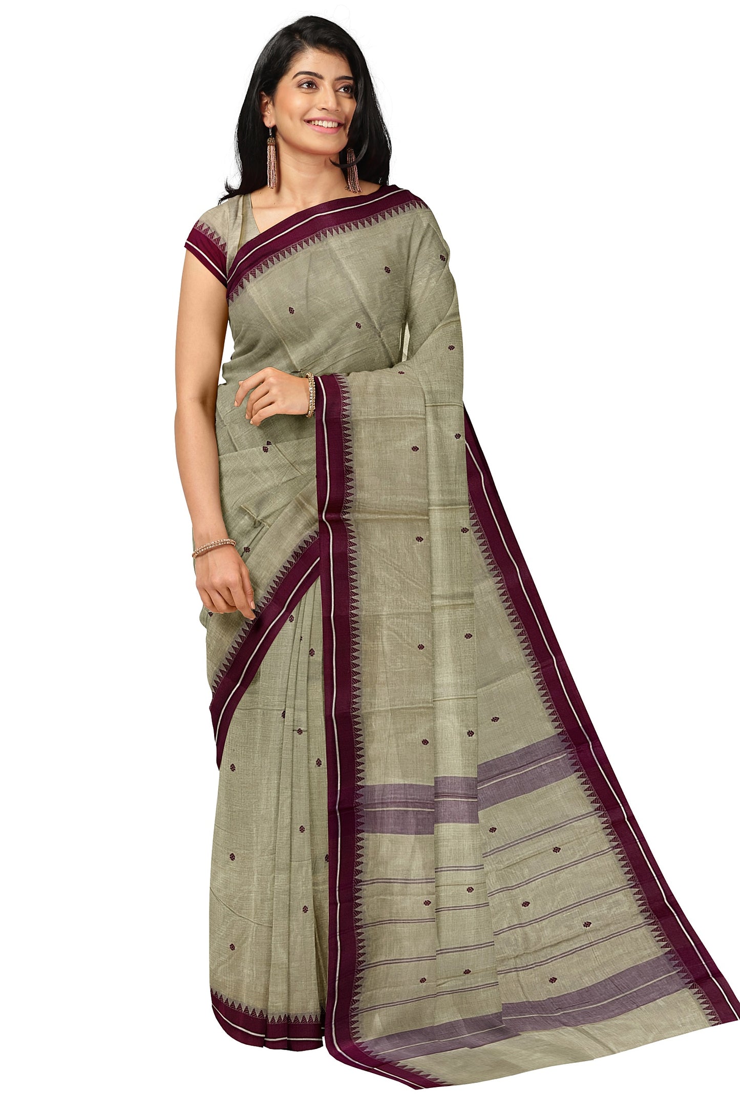 SENSAN Women’s Handloom Kanchi Cotton Saree with Blouse Piece [SKU:764]