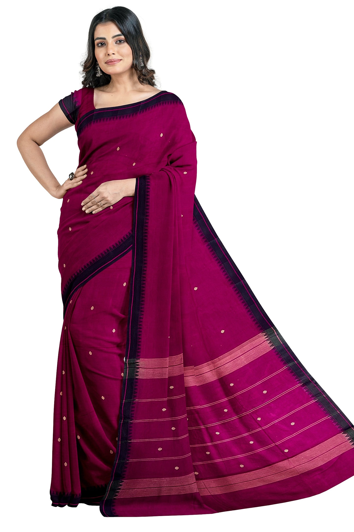 SENSAN Women’s Handloom Kanchi Cotton Saree with Blouse Piece [SKU:764]