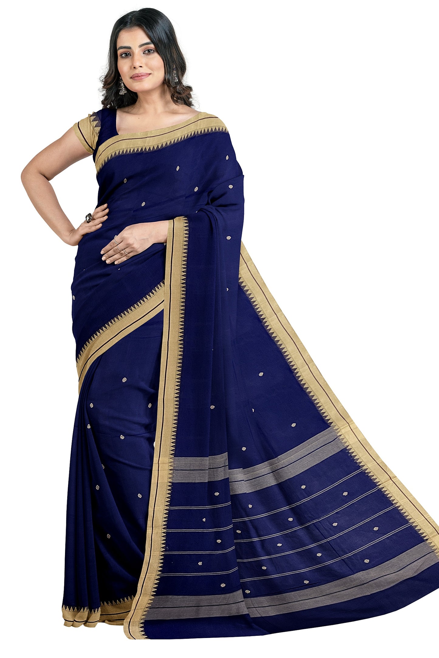 SENSAN Women’s Handloom Kanchi Cotton Saree with Blouse Piece [SKU:764]