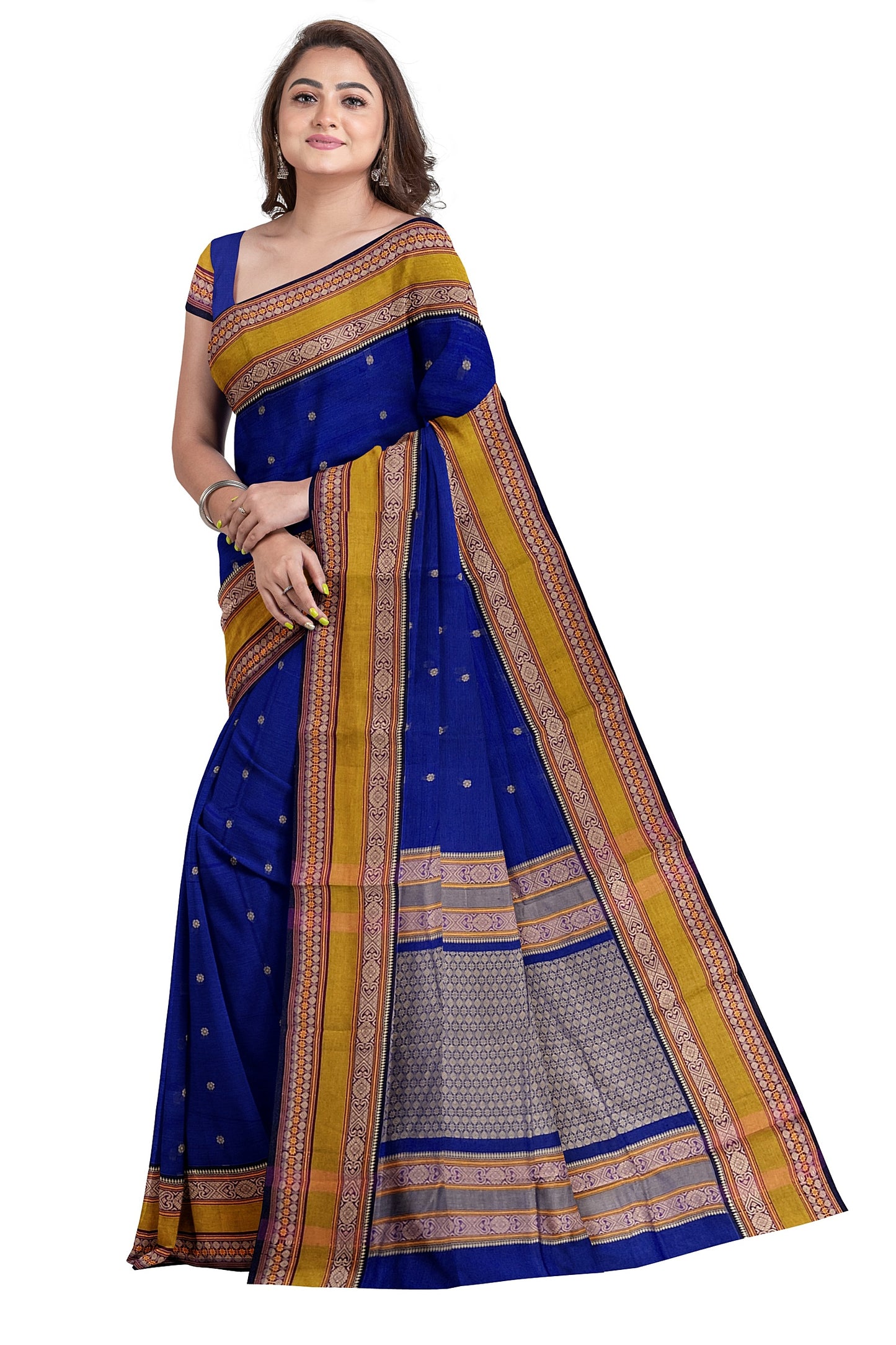 SENSAN Women’s Handloom Kanchi Cotton Saree with Blouse Piece [SKU:766]