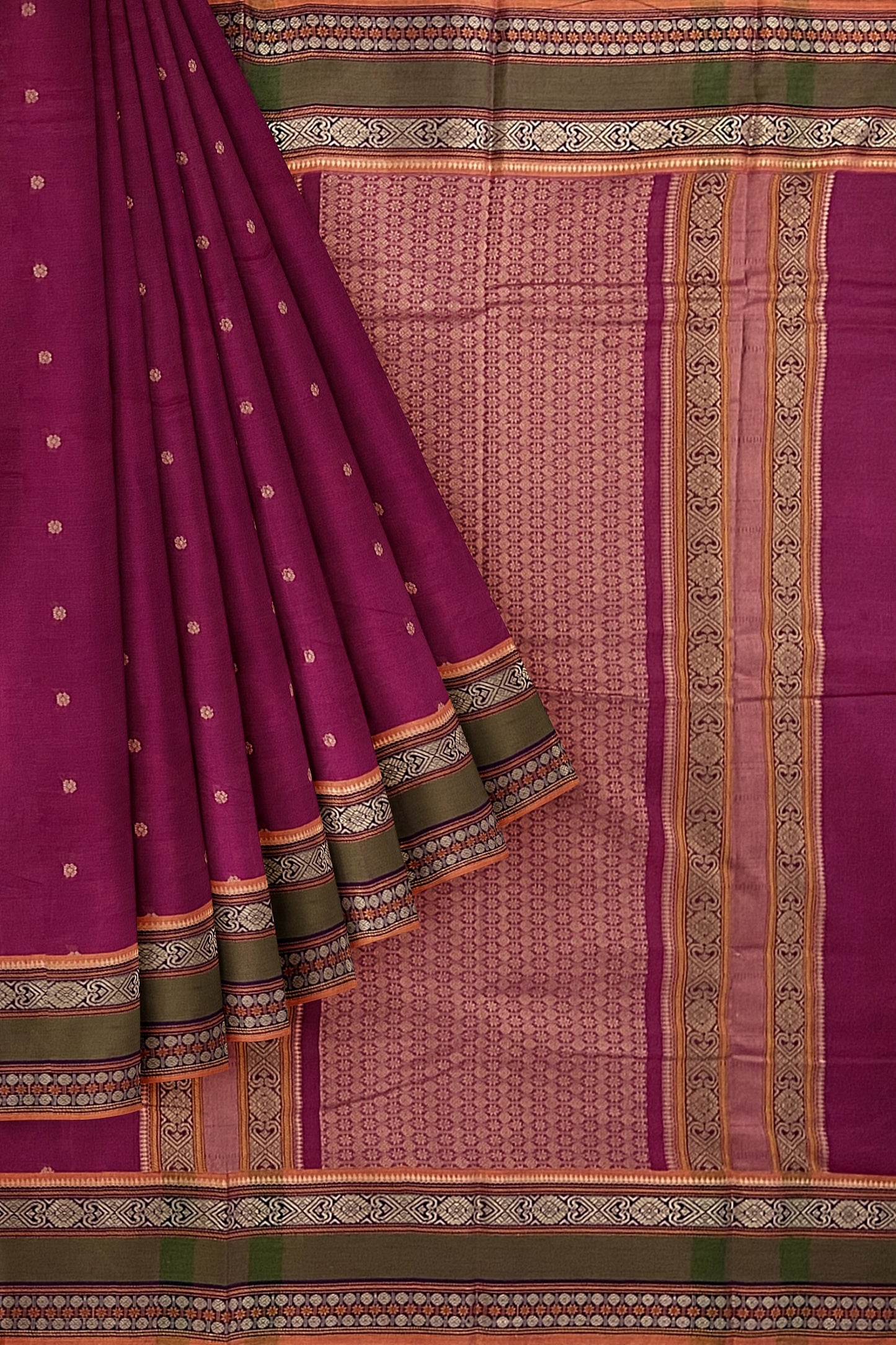 SENSAN Women’s Handloom Kanchi Cotton Saree with Blouse Piece [SKU:766]