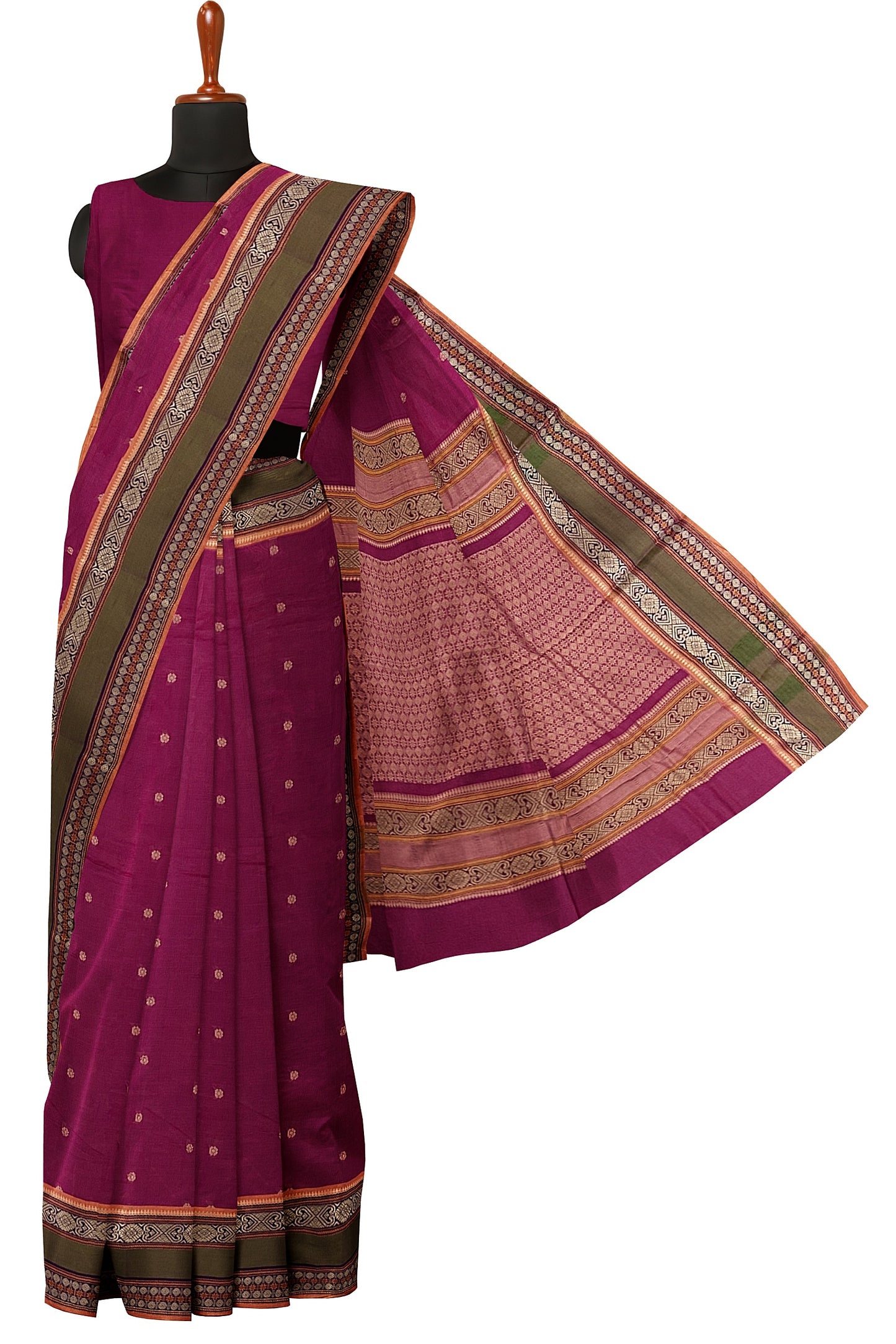 SENSAN Women’s Handloom Kanchi Cotton Saree with Blouse Piece [SKU:766]
