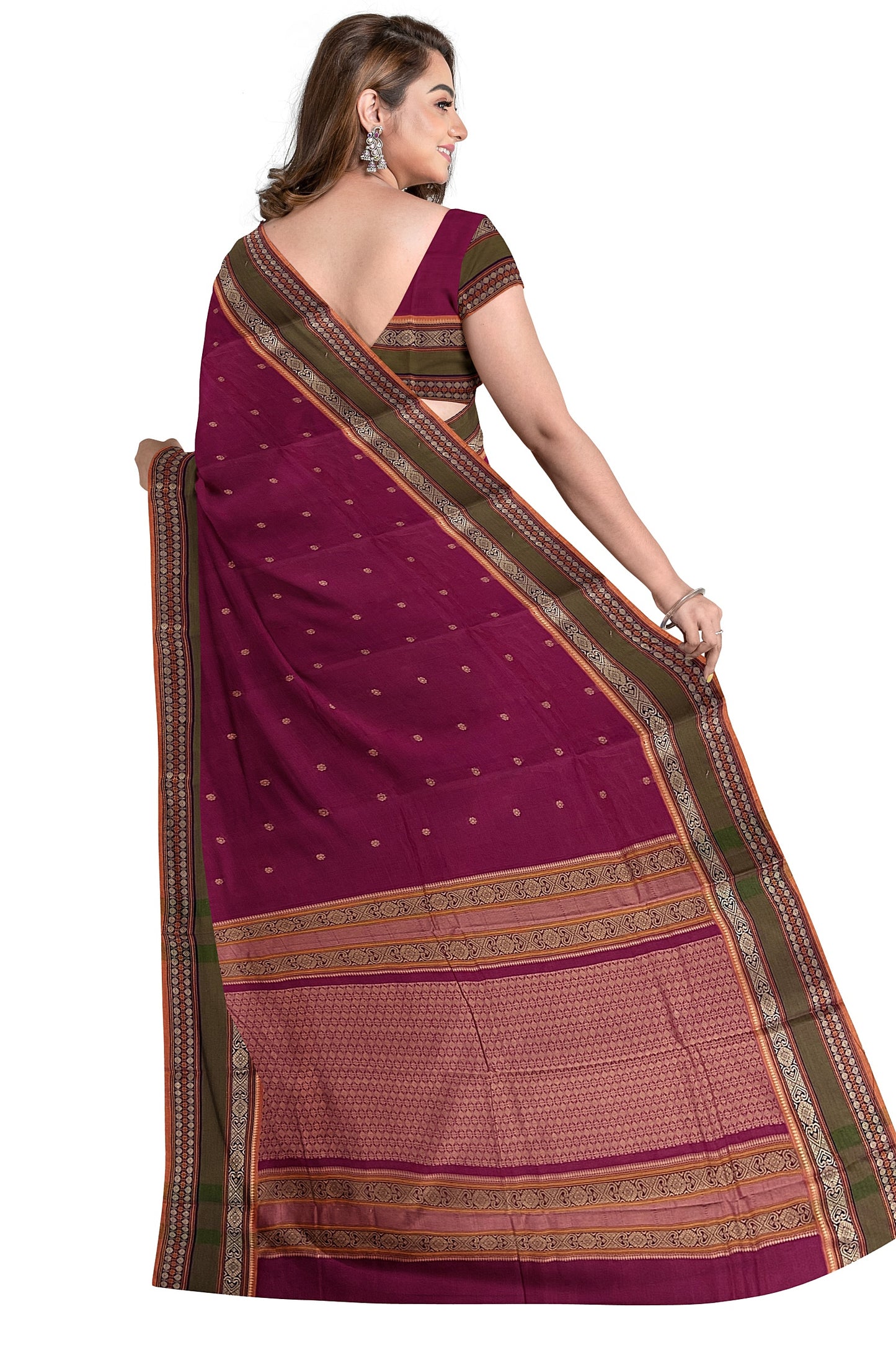 SENSAN Women’s Handloom Kanchi Cotton Saree with Blouse Piece [SKU:766]
