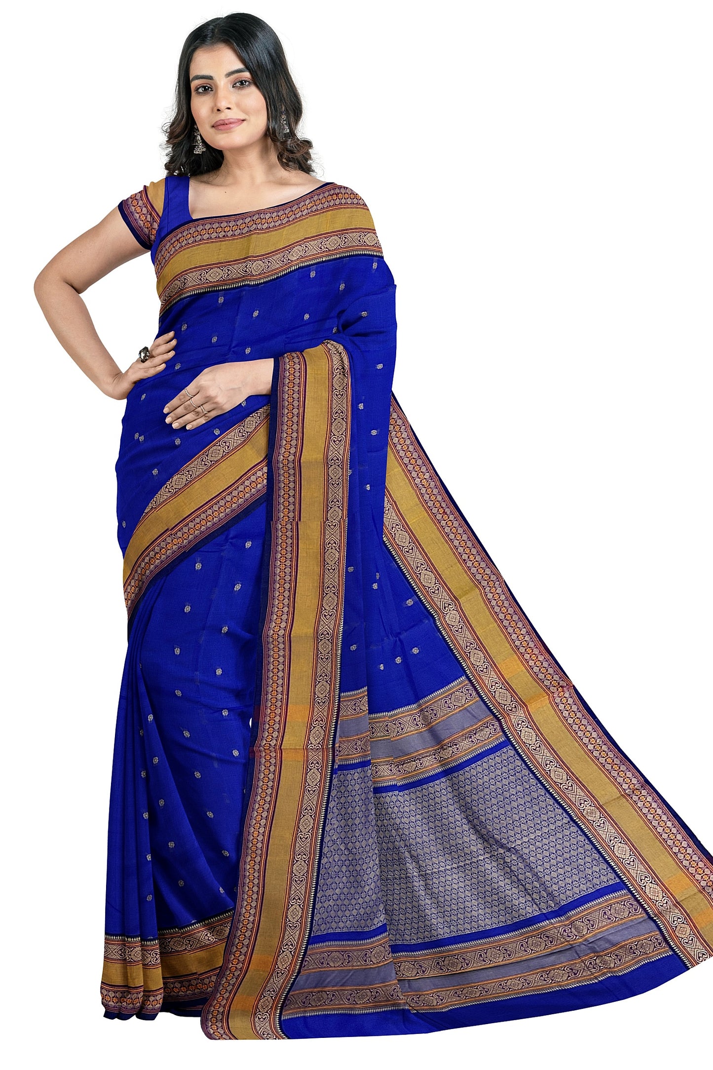 SENSAN Women’s Handloom Kanchi Cotton Saree with Blouse Piece [SKU:766]