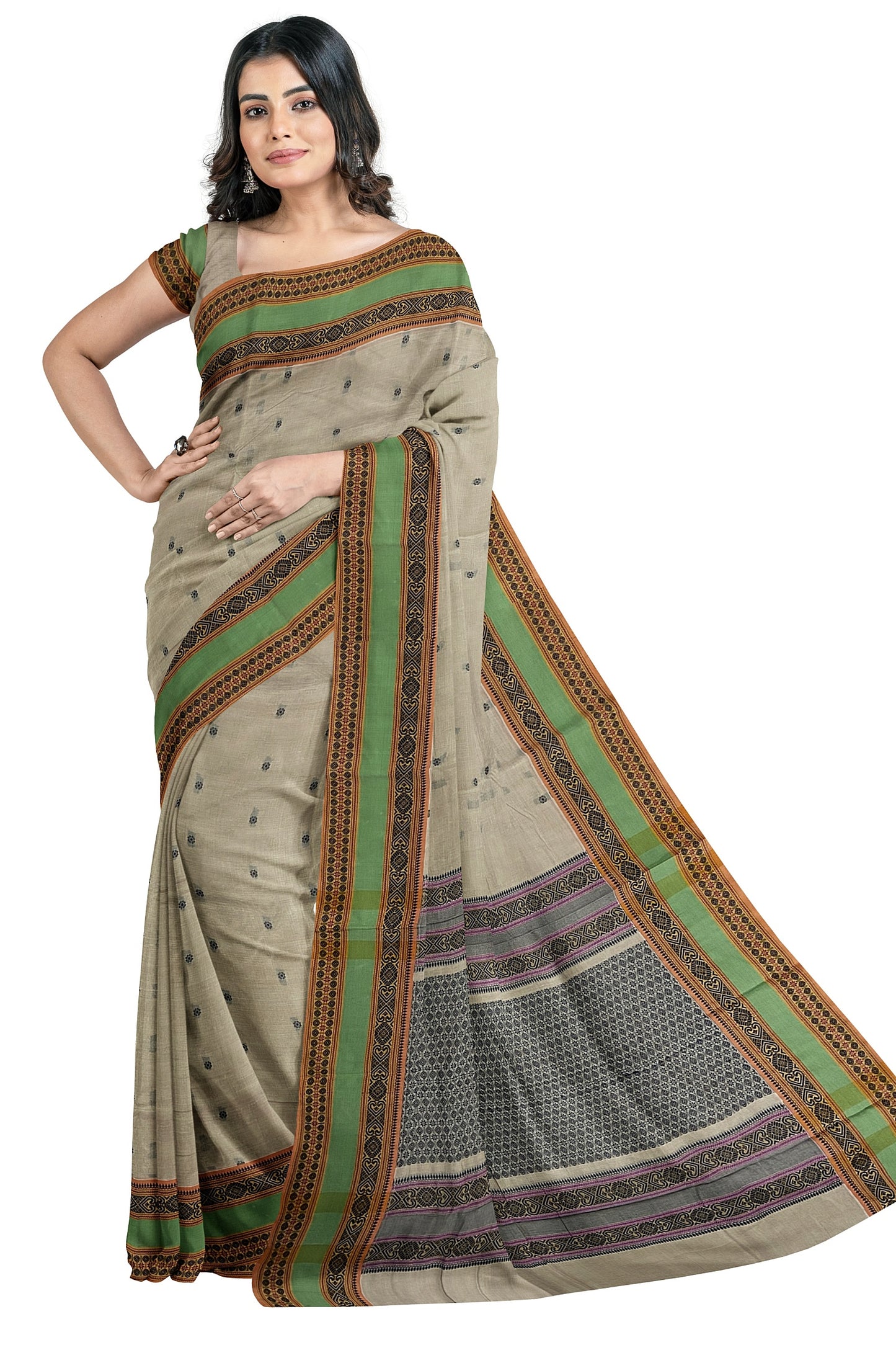 SENSAN Women’s Handloom Kanchi Cotton Saree with Blouse Piece [SKU:766]