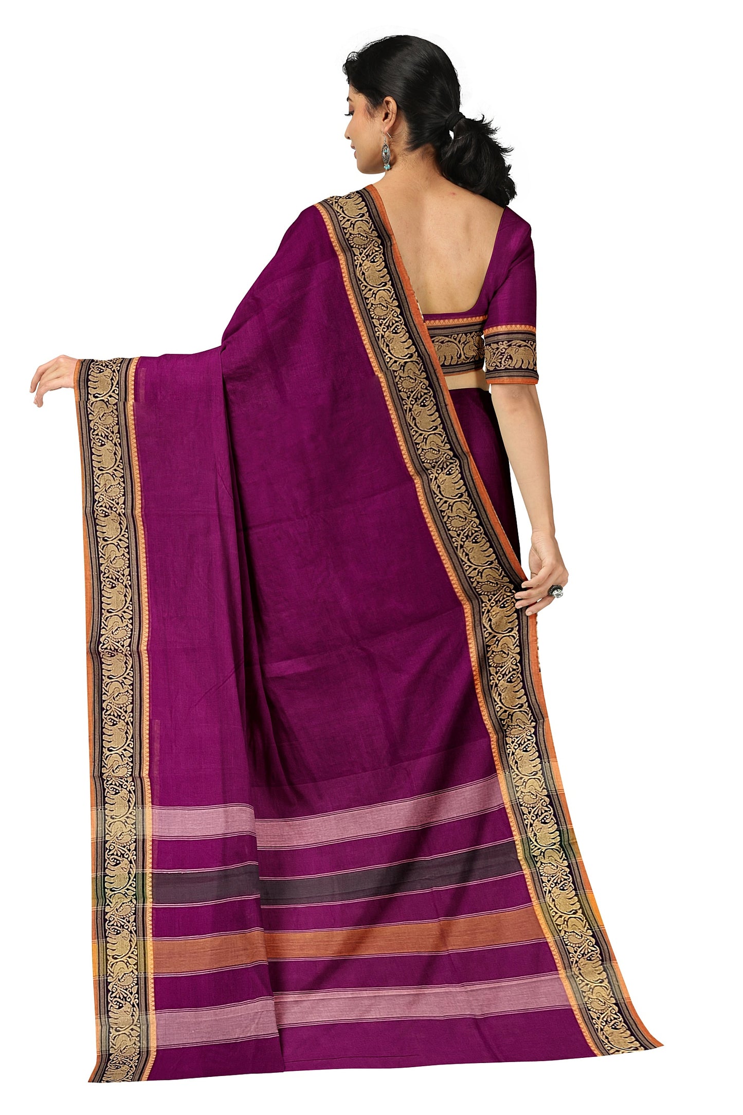 SENSAN Women’s Handloom Kanchi Cotton Saree with Blouse Piece [SKU:769]