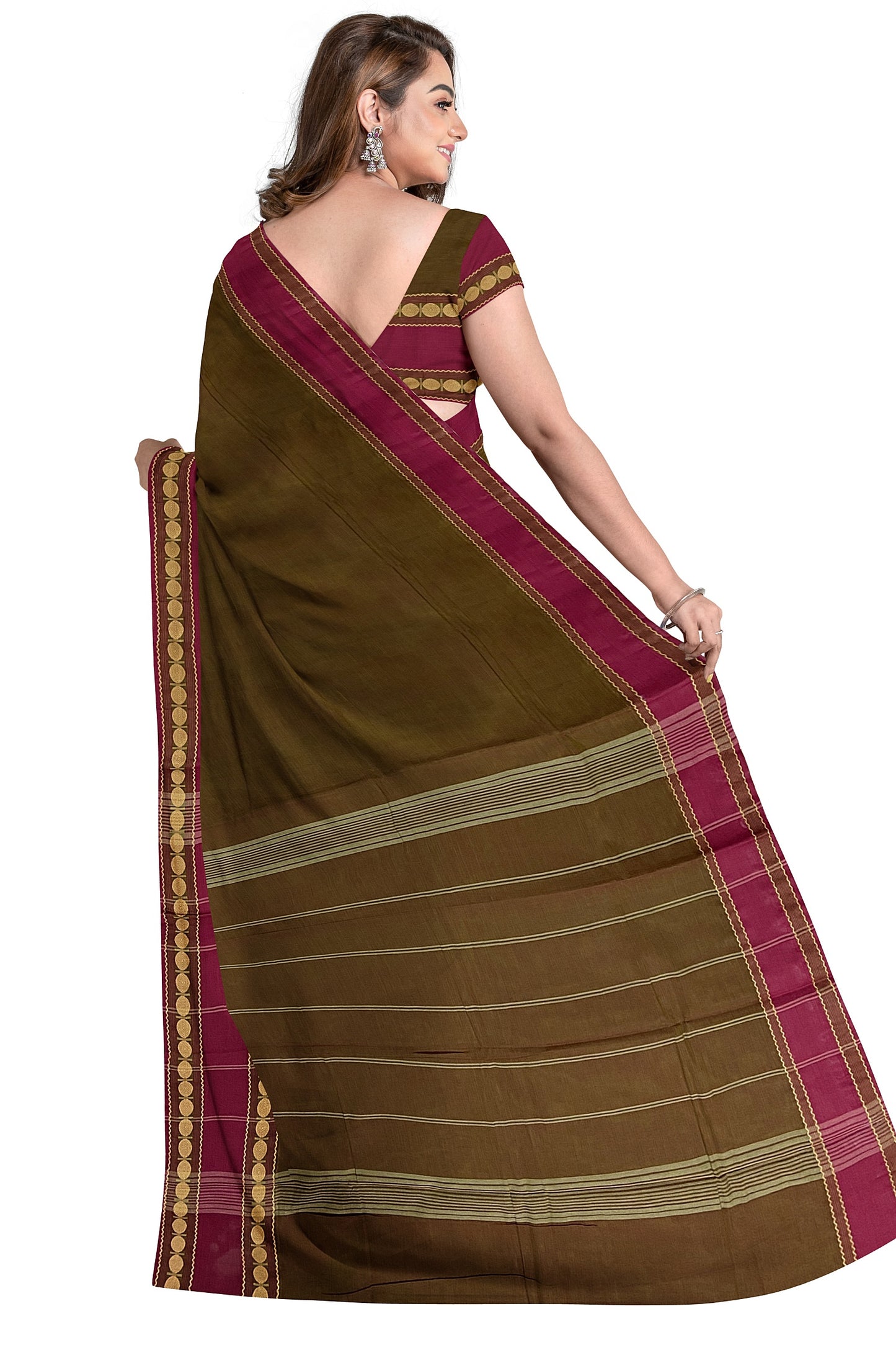 SENSAN Women’s Kanchi Cotton Saree with Blouse Piece [SKU:772]