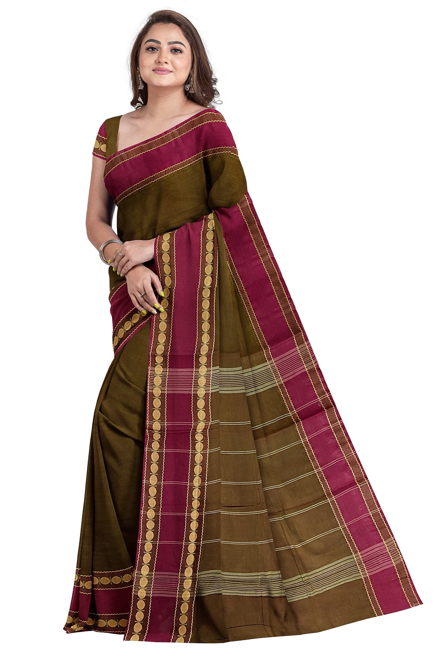 SENSAN Women’s Kanchi Cotton Saree with Blouse Piece [SKU:772]