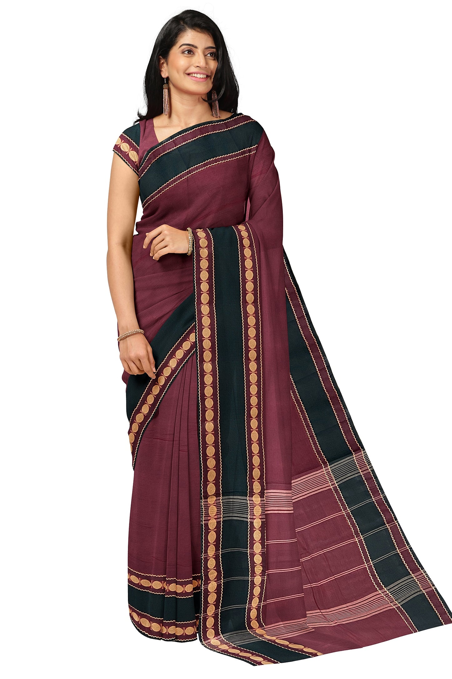 SENSAN Women’s Kanchi Cotton Saree with Blouse Piece [SKU:772]