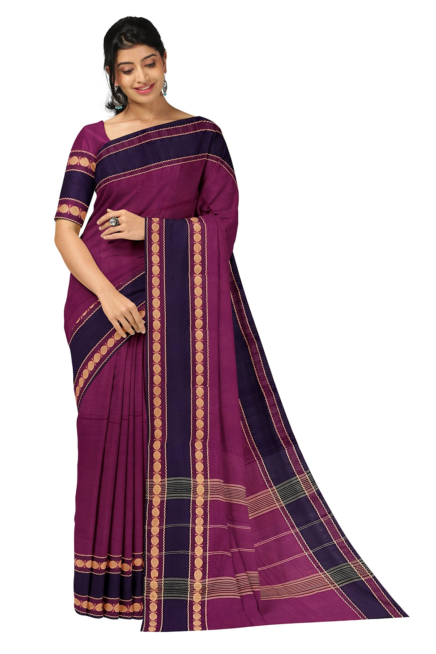 SENSAN Women’s Kanchi Cotton Saree with Blouse Piece [SKU:772]