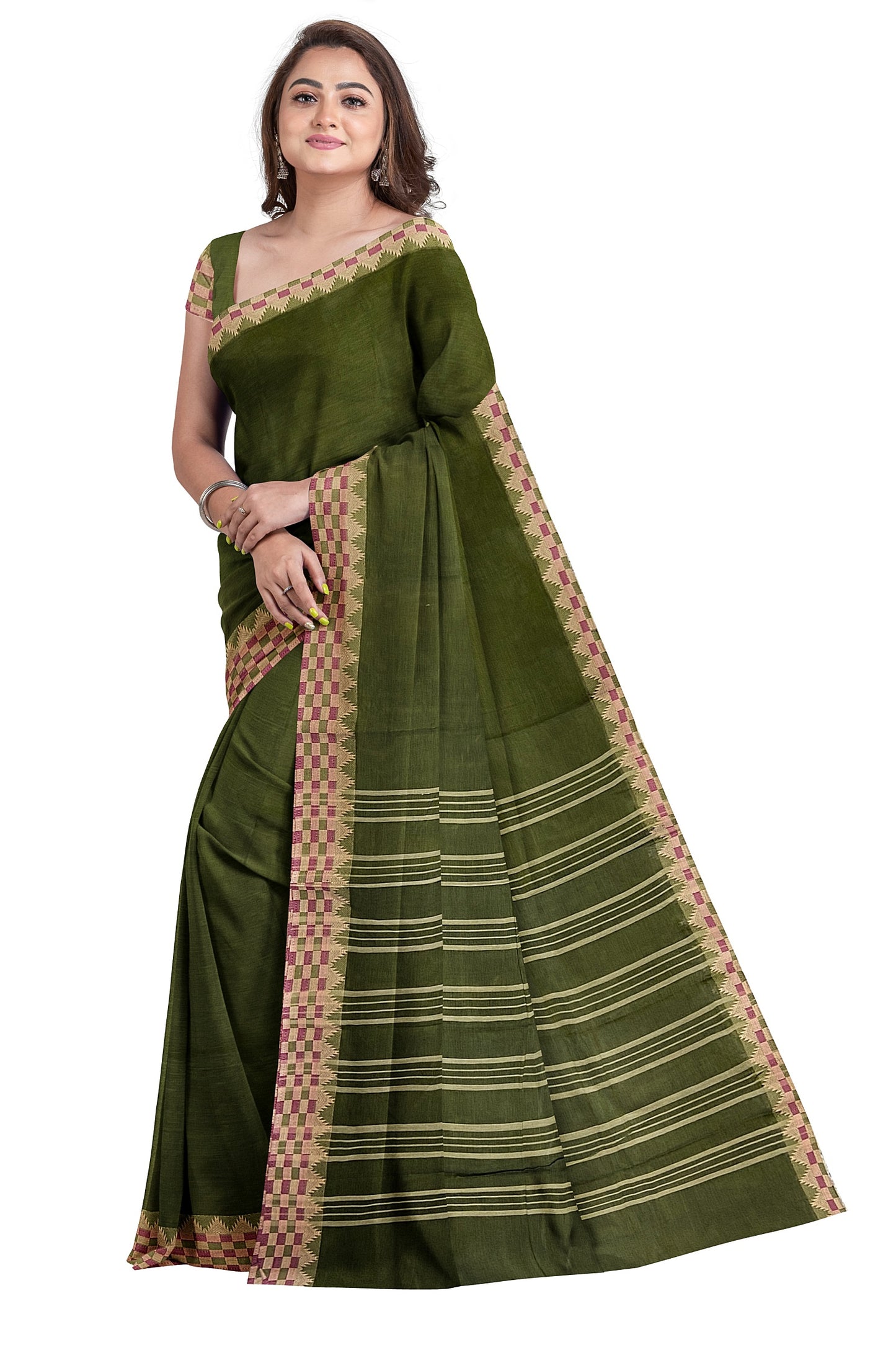 SENSAN Women’s  Kanchi Cotton Saree with Blouse Piece [SKU:773]
