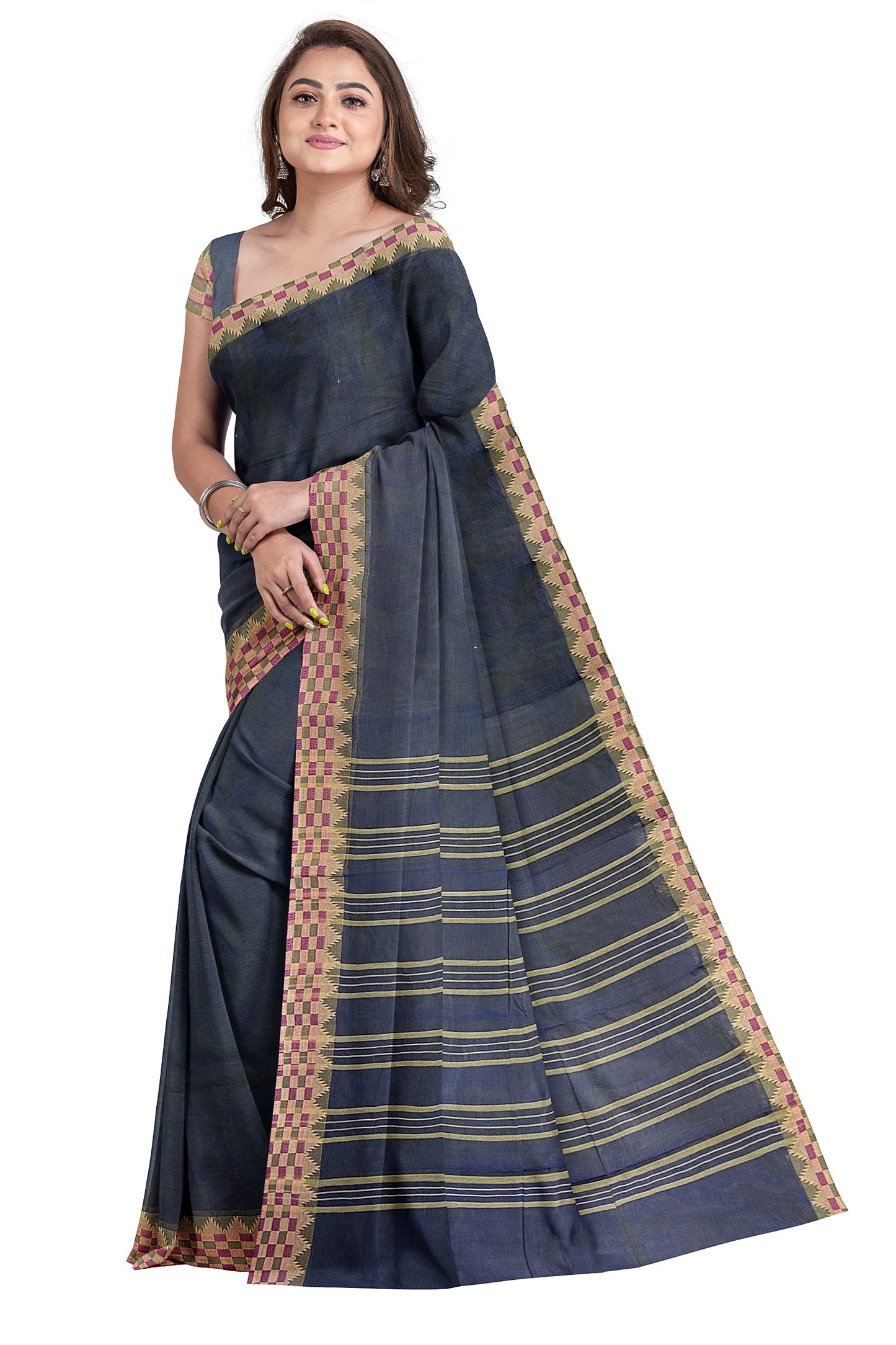SENSAN Women’s  Kanchi Cotton Saree with Blouse Piece [SKU:773]
